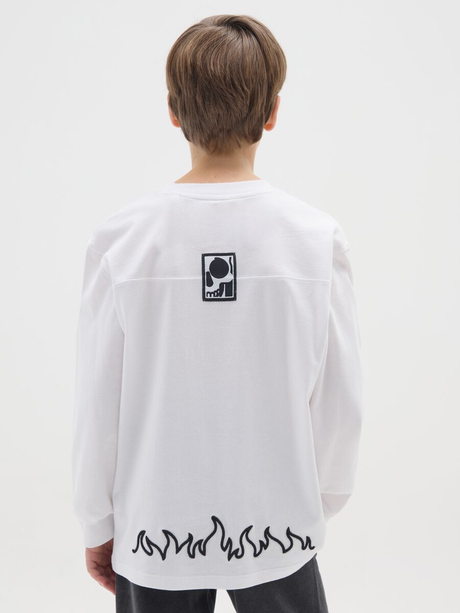 T-shirt bianca a maniche lunghe in cotone_1