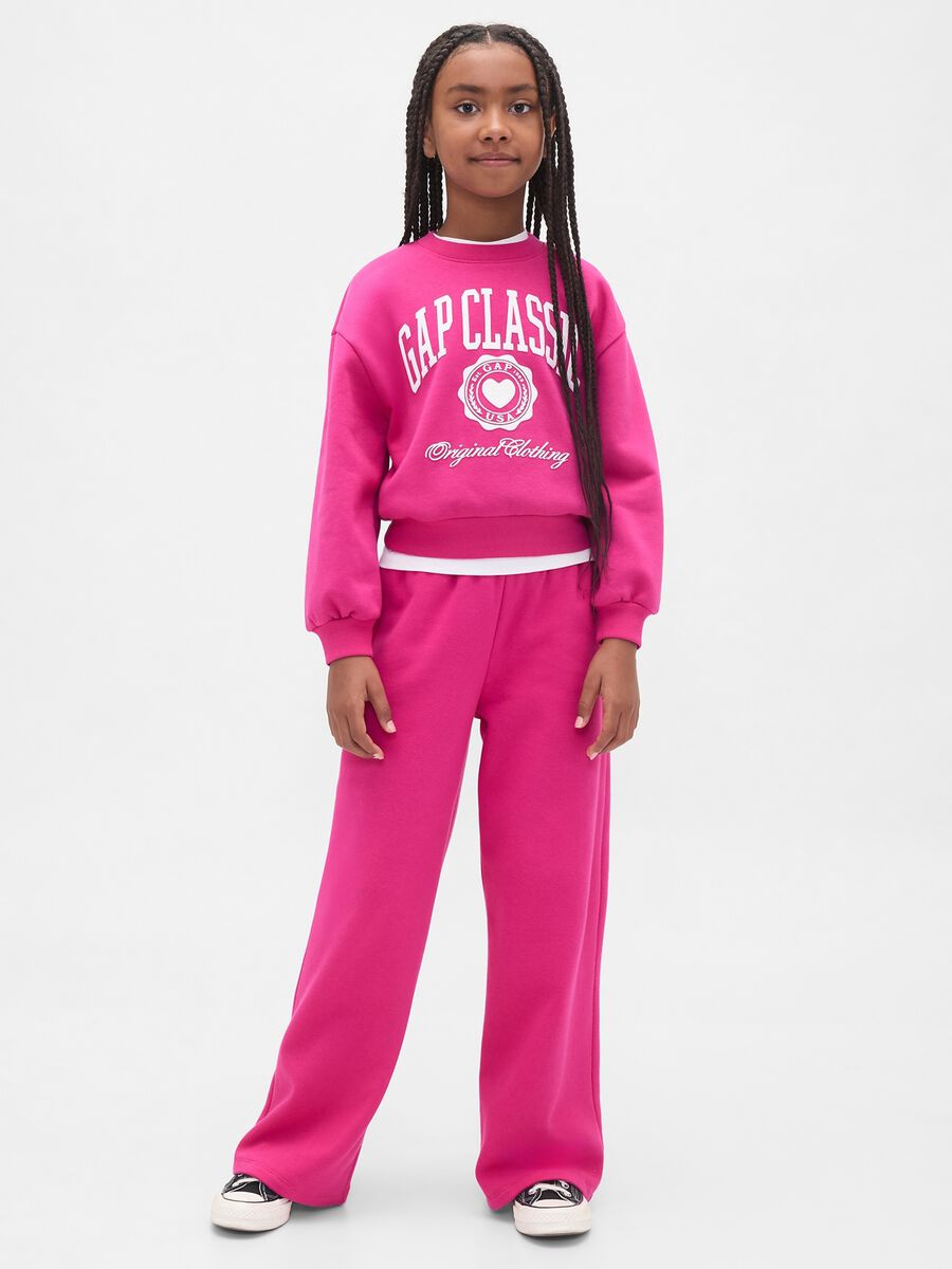 Pantaloni rosa per bambina in misto cotone e poliestere_0