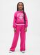 Pink trousers for girls in cotton and polyester blend_0