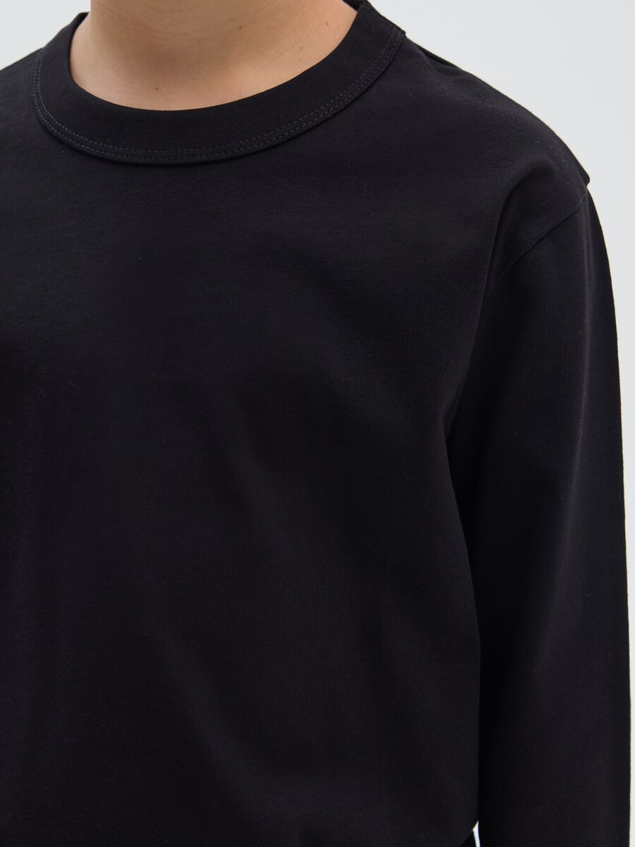 Boy's regular fit black pure cotton T-shirt_2