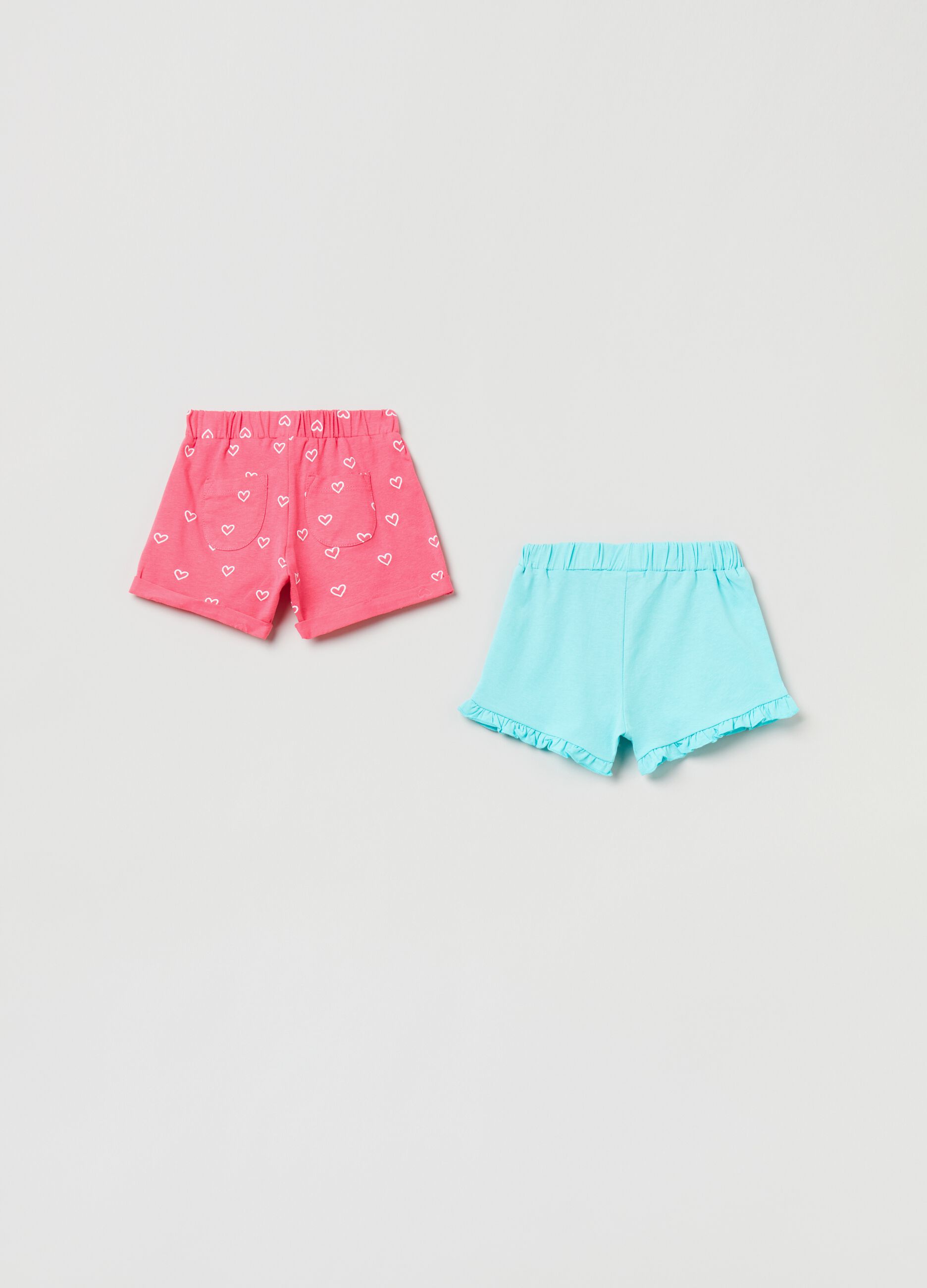Bipack shorts in jersey con stampa e rouches_1