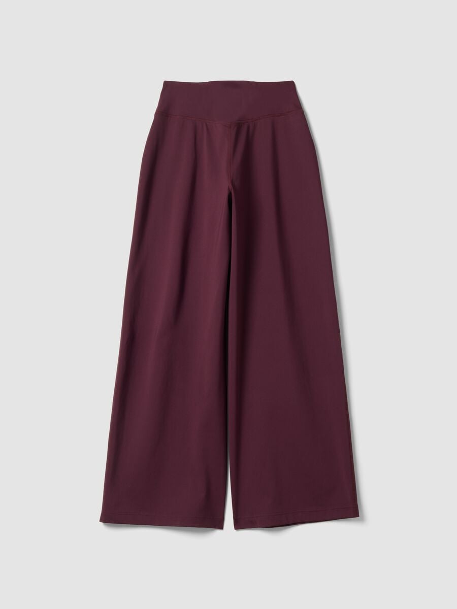 Pantaloni viola wide leg in tessuto elasticizzato_7