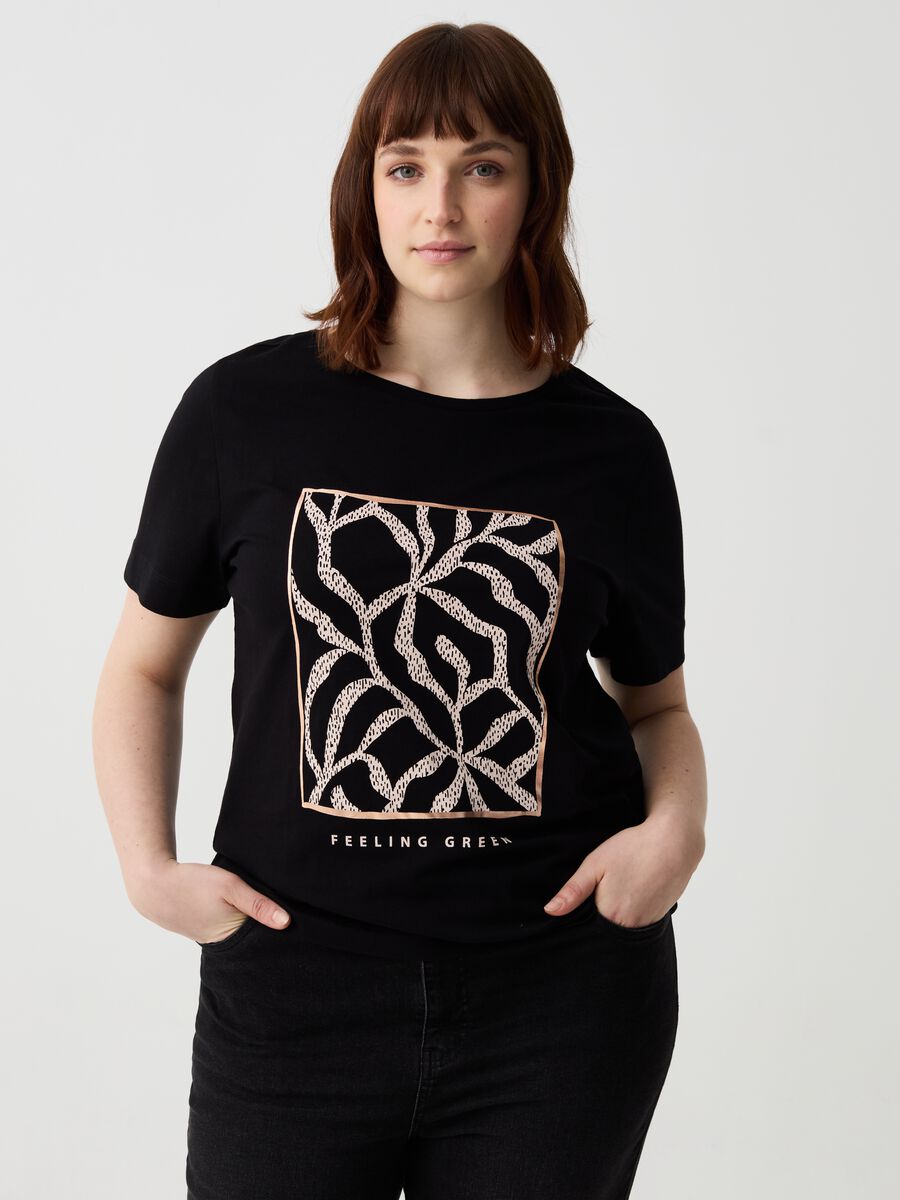 Curvy T-shirt in organic cotton with print_0