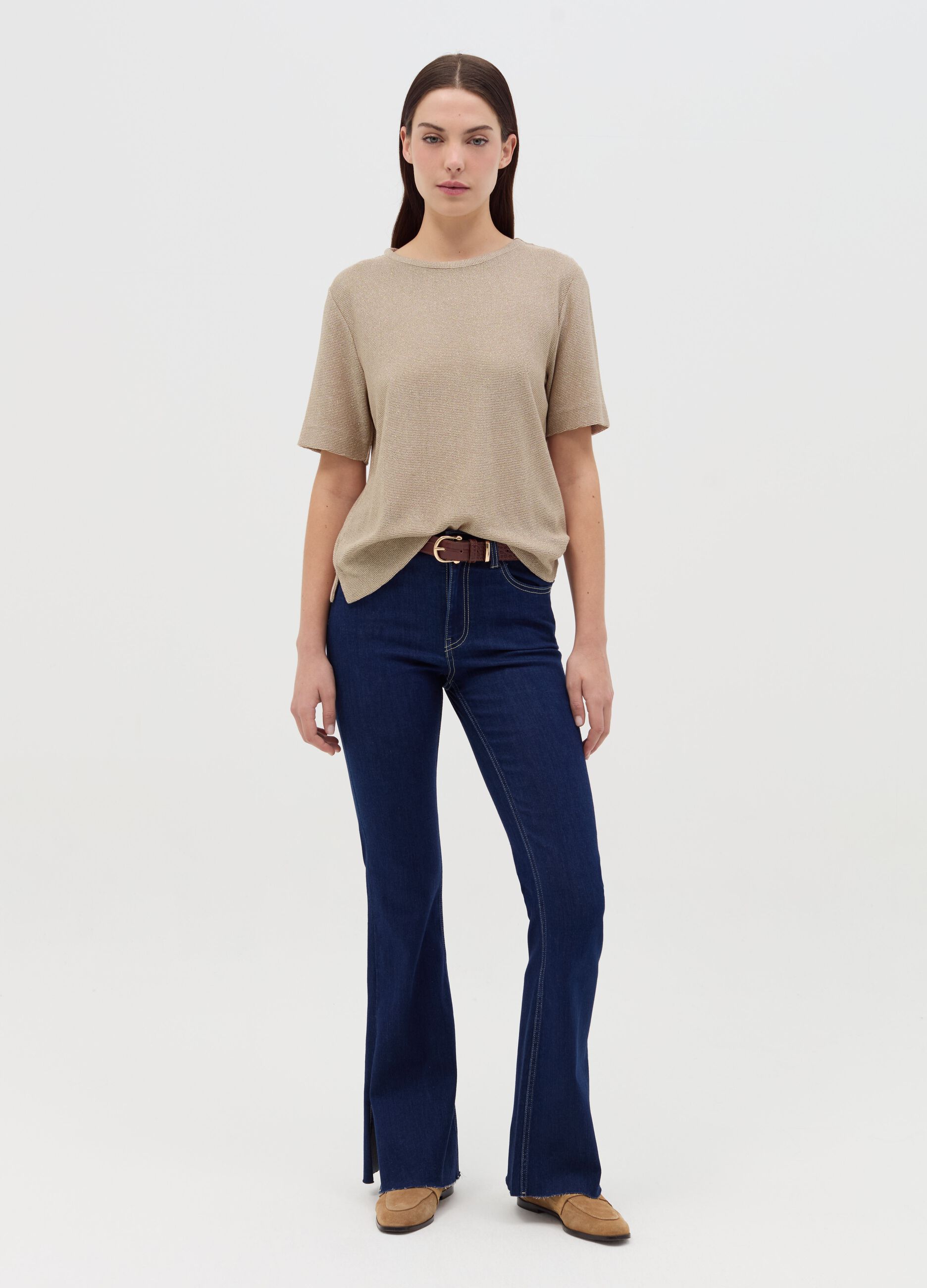 Lurex T-shirt with splits