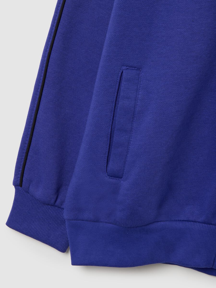Felpa in misto cotone blu regular fit con cappuccio e zip_5
