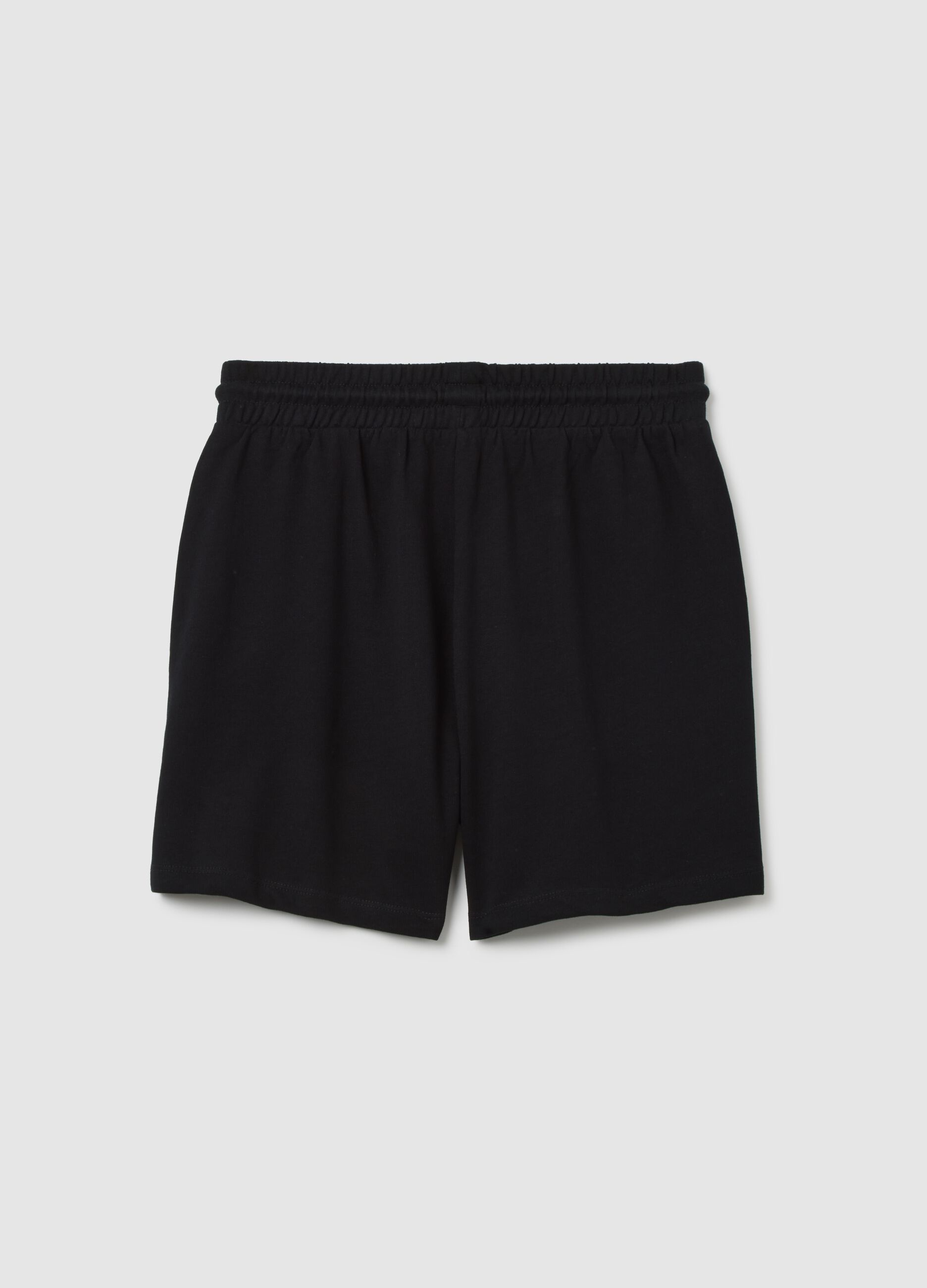 Pantaloncini da ragazze in puro cotone nero regular fit