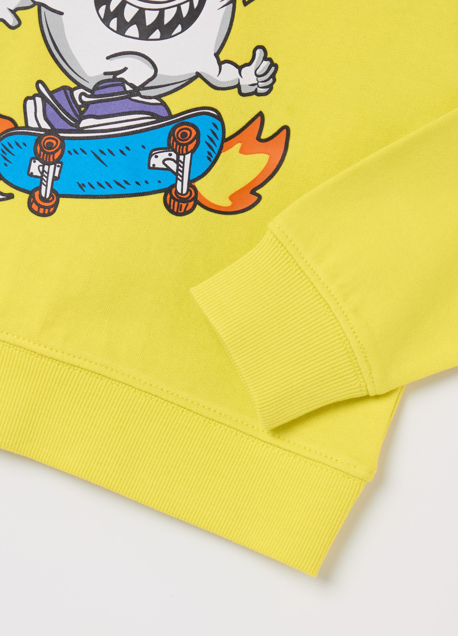 French Terry sweatshirt with skater monster print