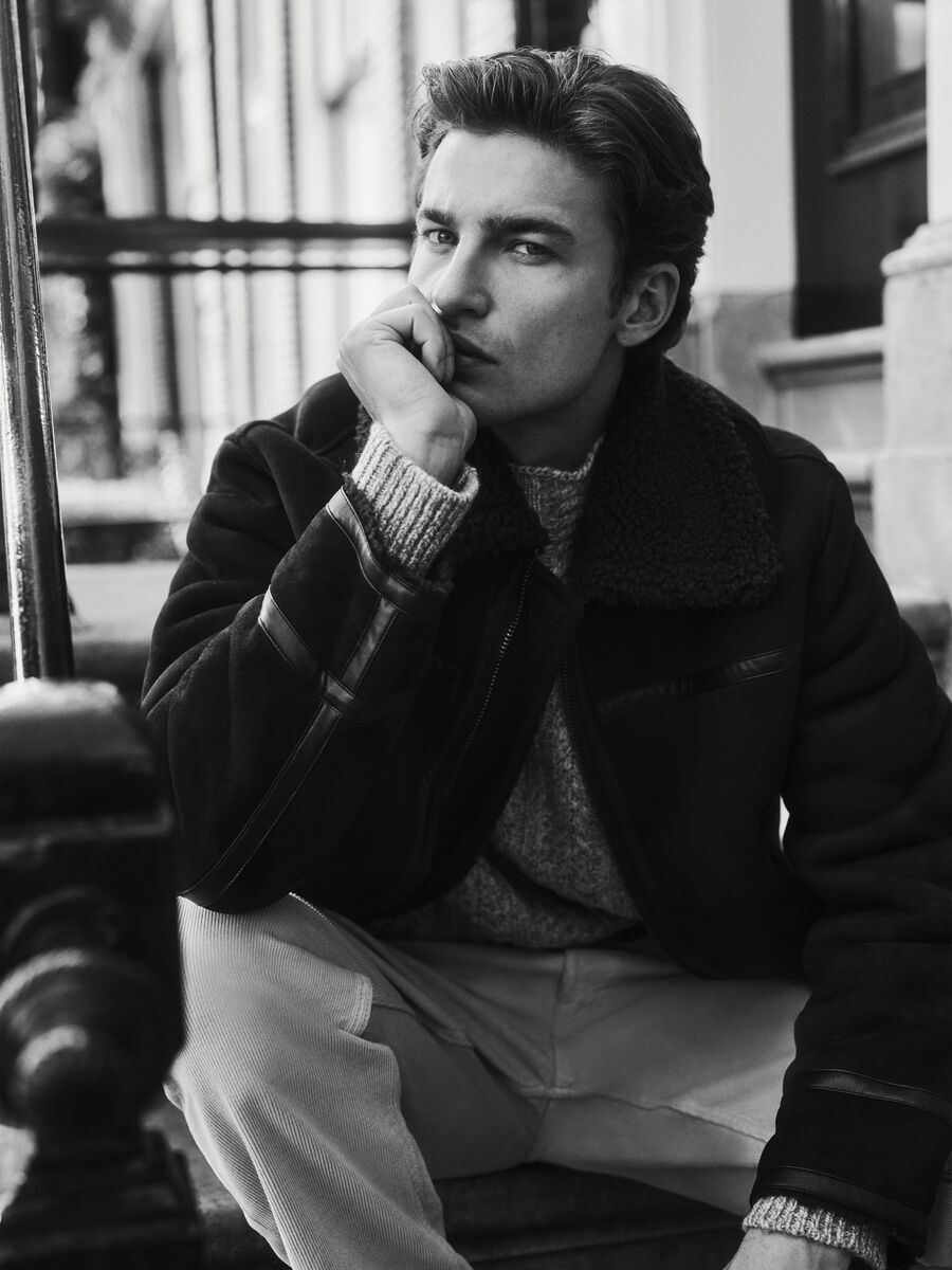 Brown regular fit jacket with zip_0