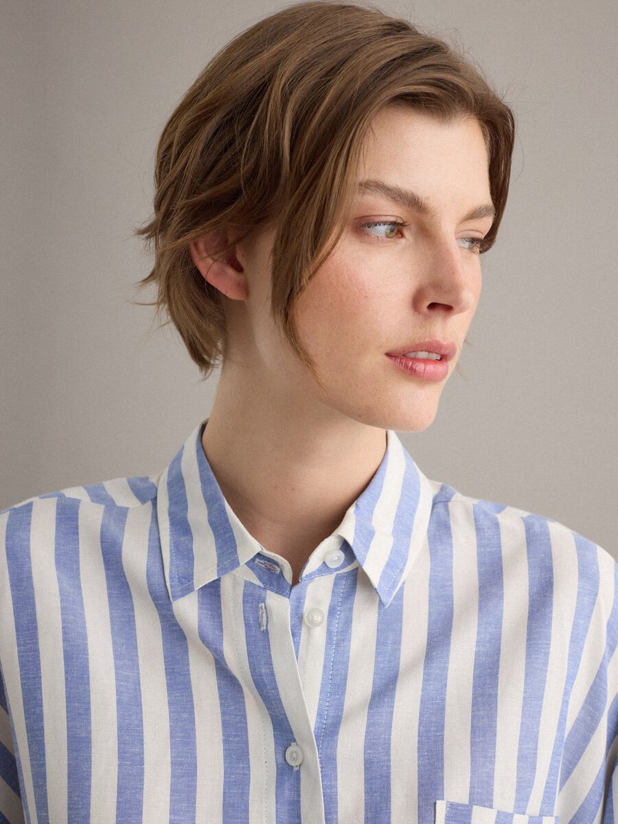 Multicolour striped viscose and linen-blend oversized shirt_2