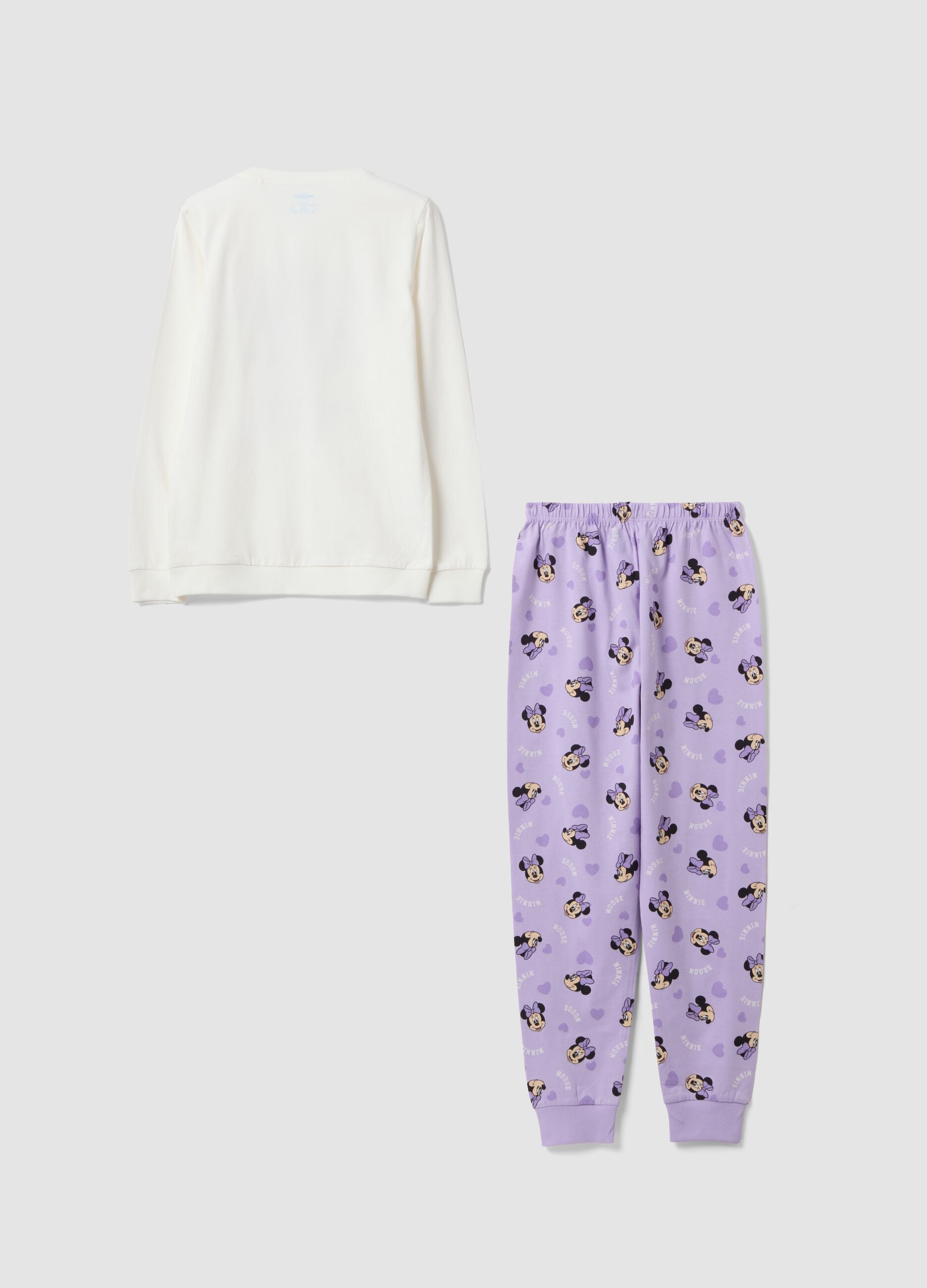 White and purple pure organic cotton Minnie print pyjamas