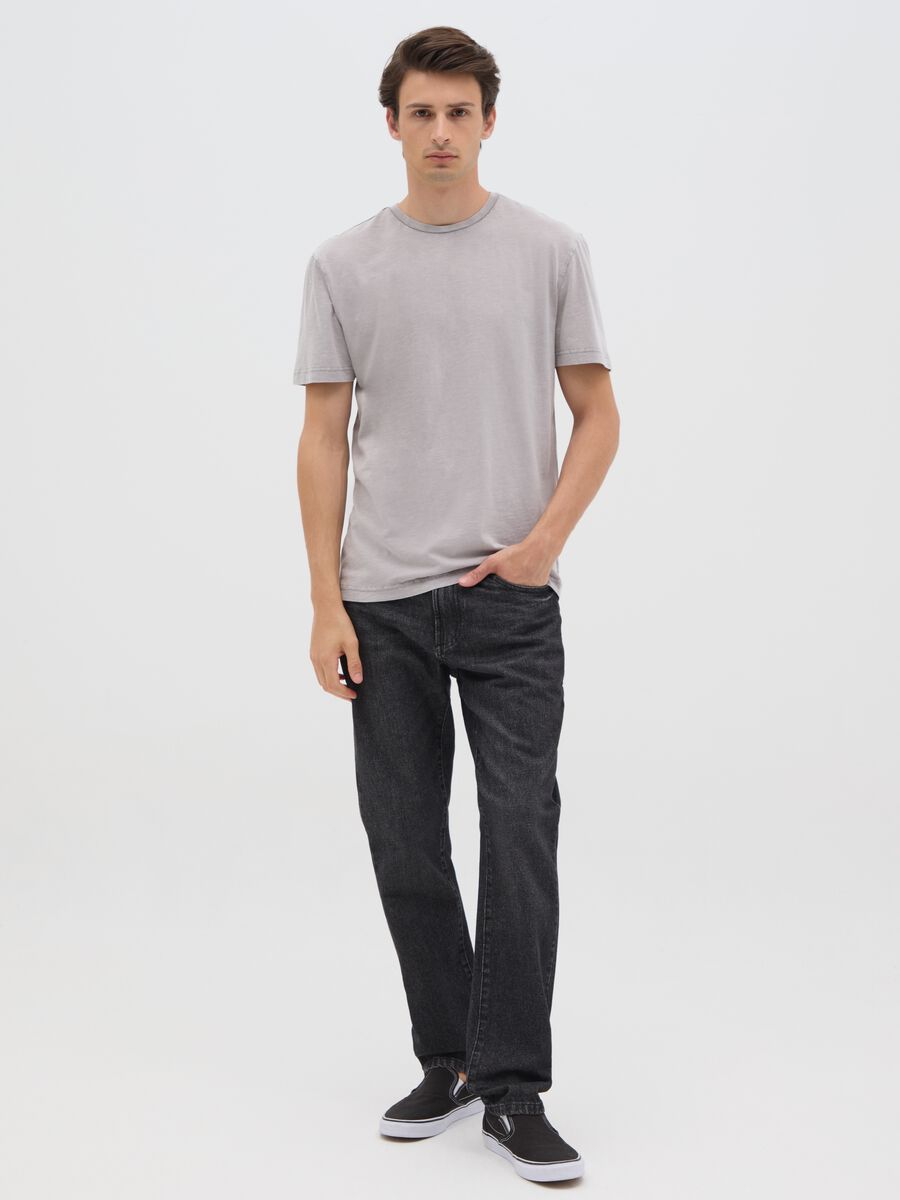 Men's grey pure cotton T-shirt regular fit_0
