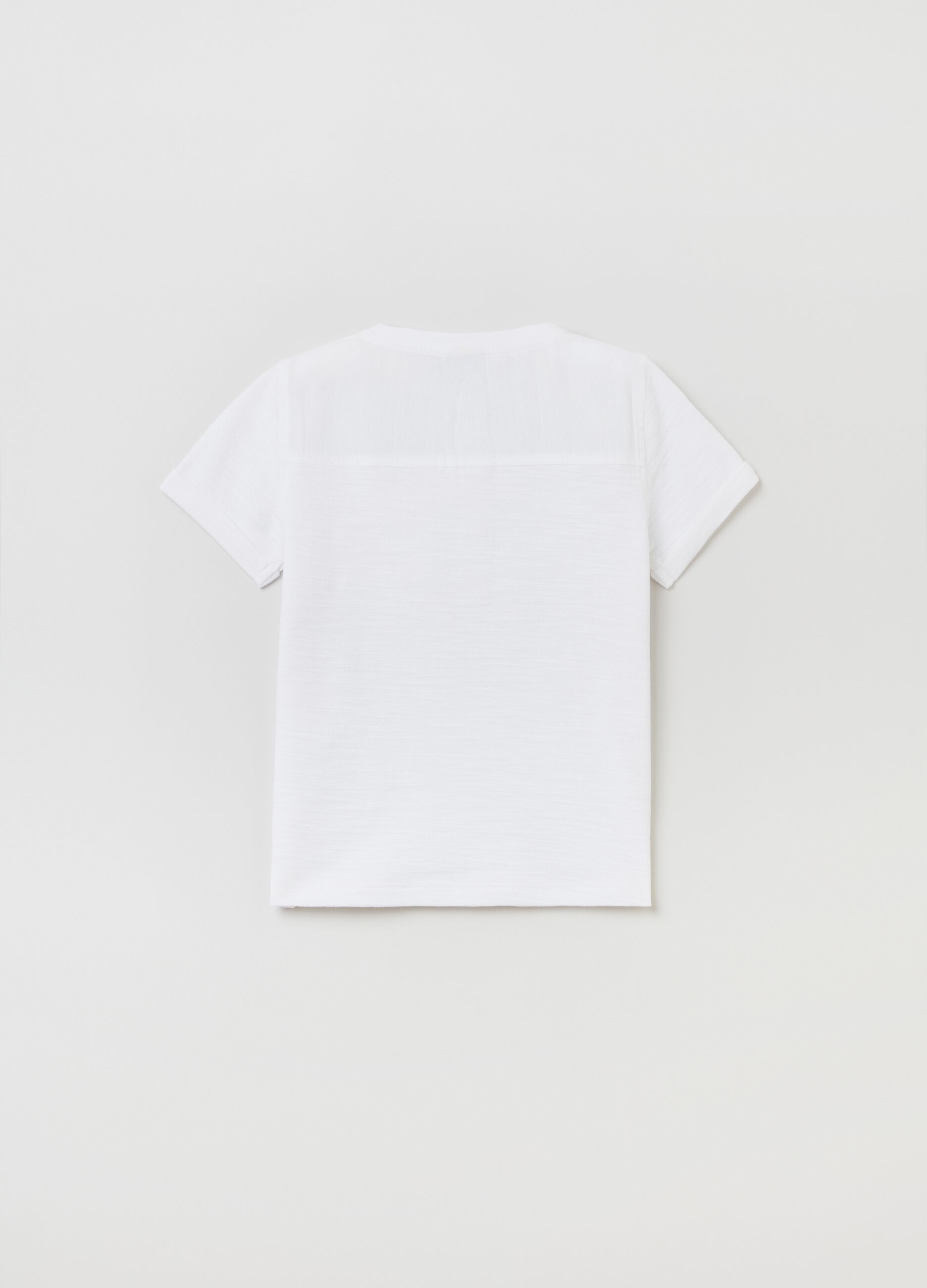 Cotton T-shirt with granddad neckline