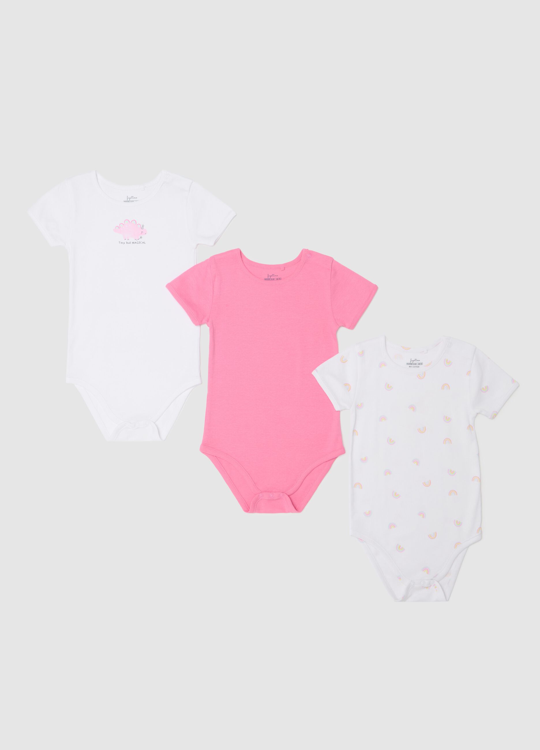 Tripack body a maniche corte in cotone bio