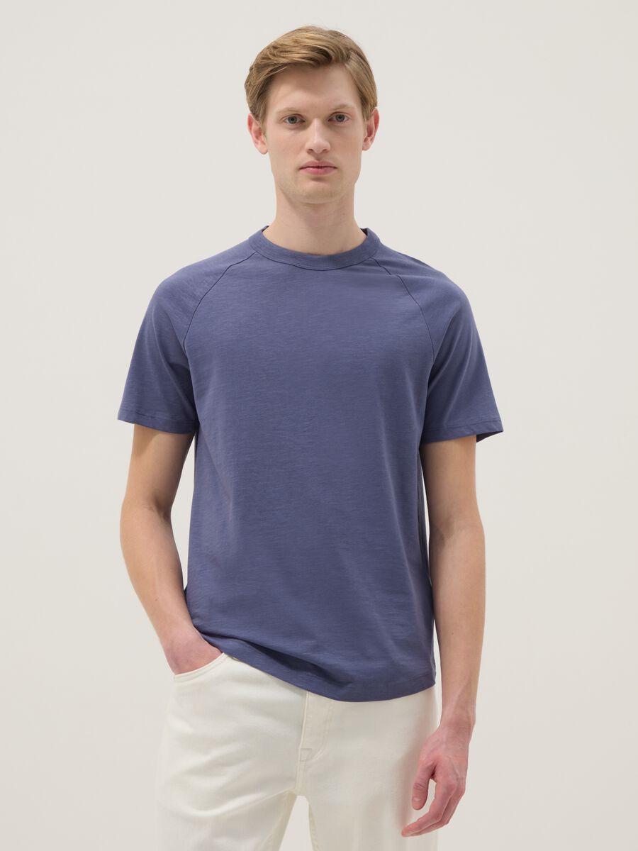 Regular fit blue pure cotton T-shirt_2