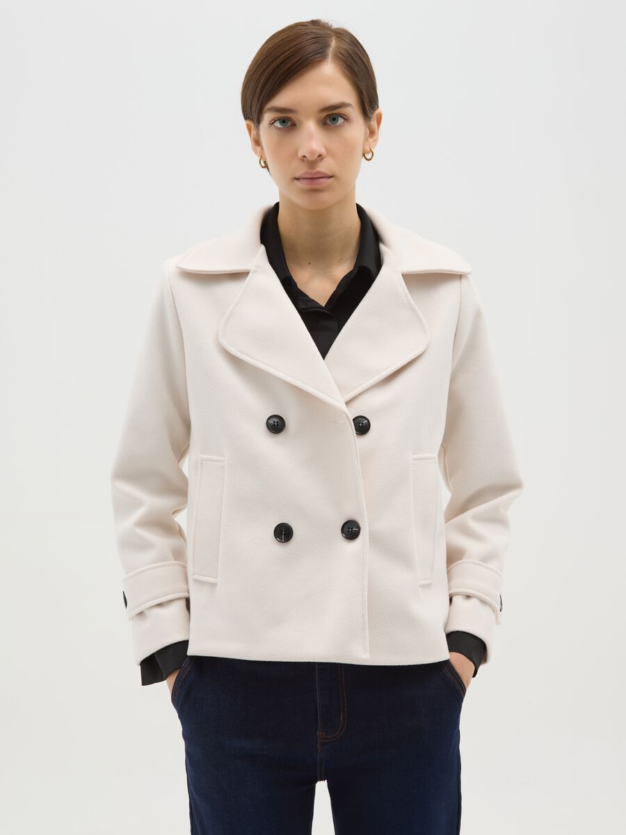 Giacca doppiopetto beige regular fit con bottoni_0