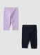 2-pack multicolour stretch cotton leggings for baby girls_1