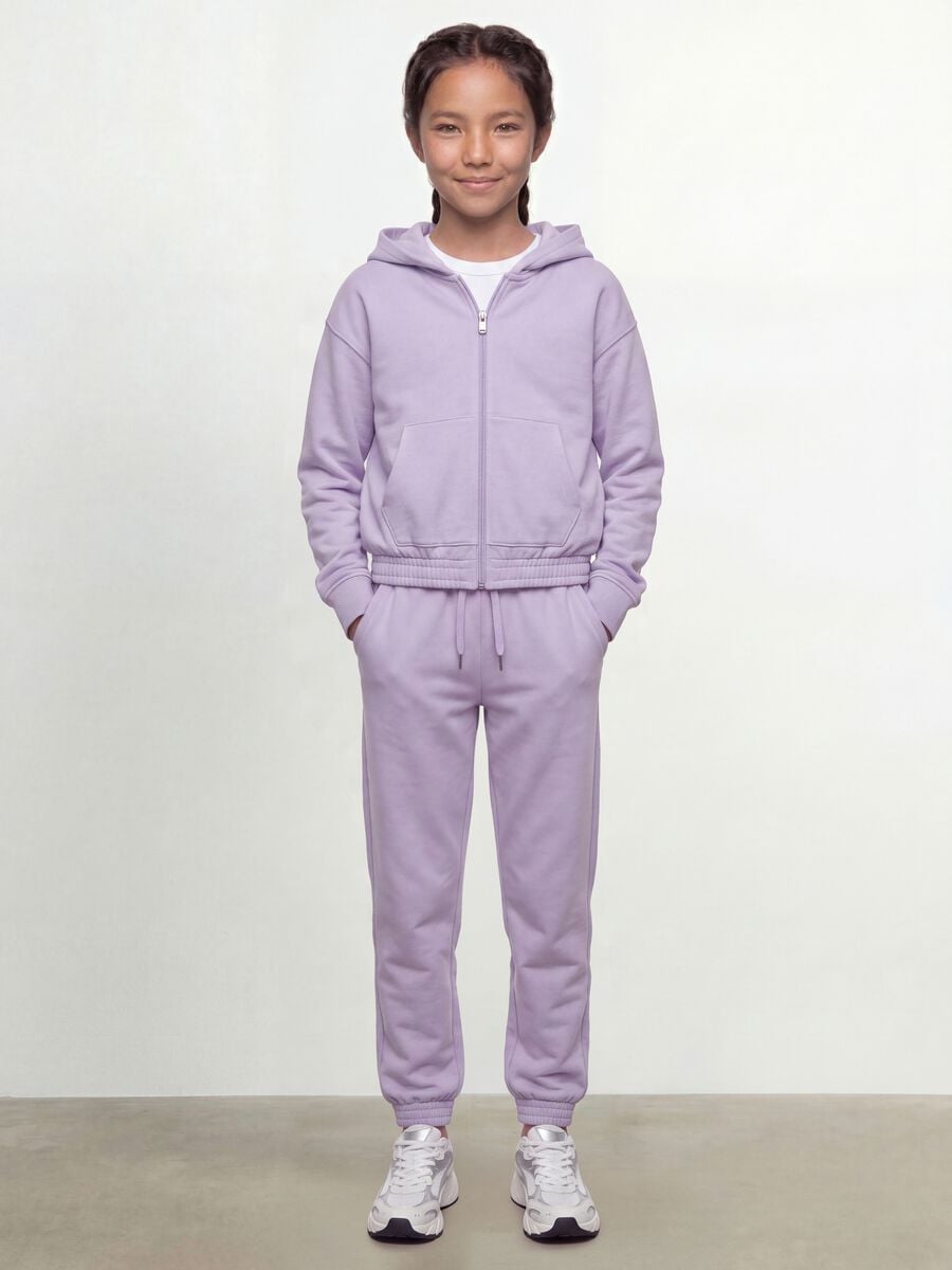Purple organic cotton jogger trousers, regular fit, for girls_0