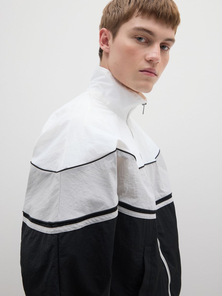 Felpa a righe multicolor relaxed fit con zip_0