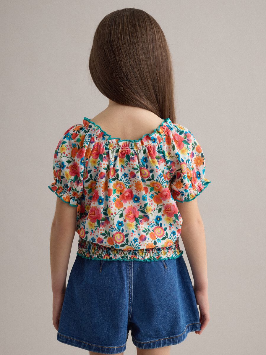 Blusa in puro cotone multicolor floreale da bambina regular fit_2