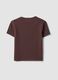 Brown pure cotton polka-dot cropped T-shirt, regular fit_1
