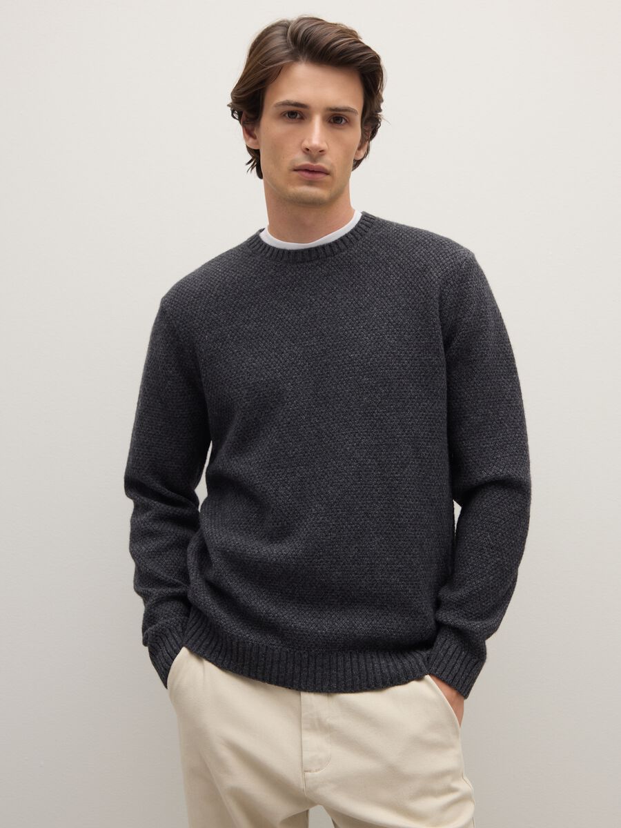 Grey Pure Wool Jumper Regular Fit_0