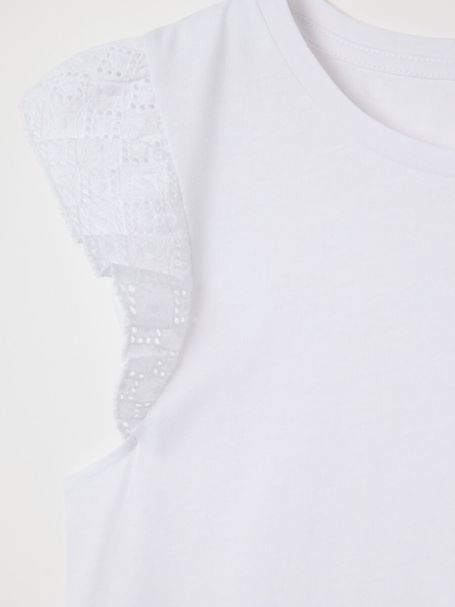 White pure cotton tank top with lace details_5