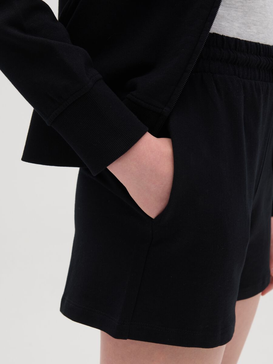 Short da ragazza in puro cotone nero regular fit_2