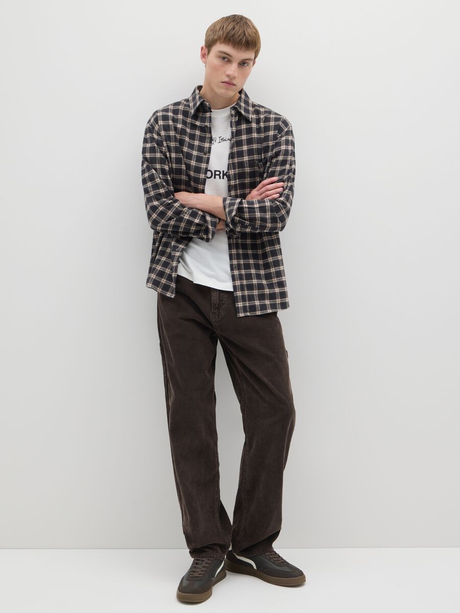 Pantaloni baggy in puro cotone marroni_0