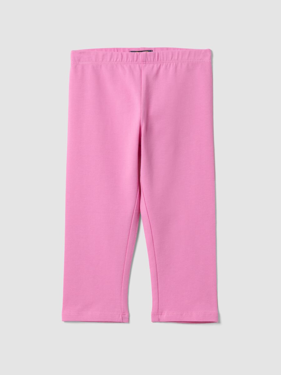 Girls' Slim Fit Pink Stretch Cotton Leggings_0