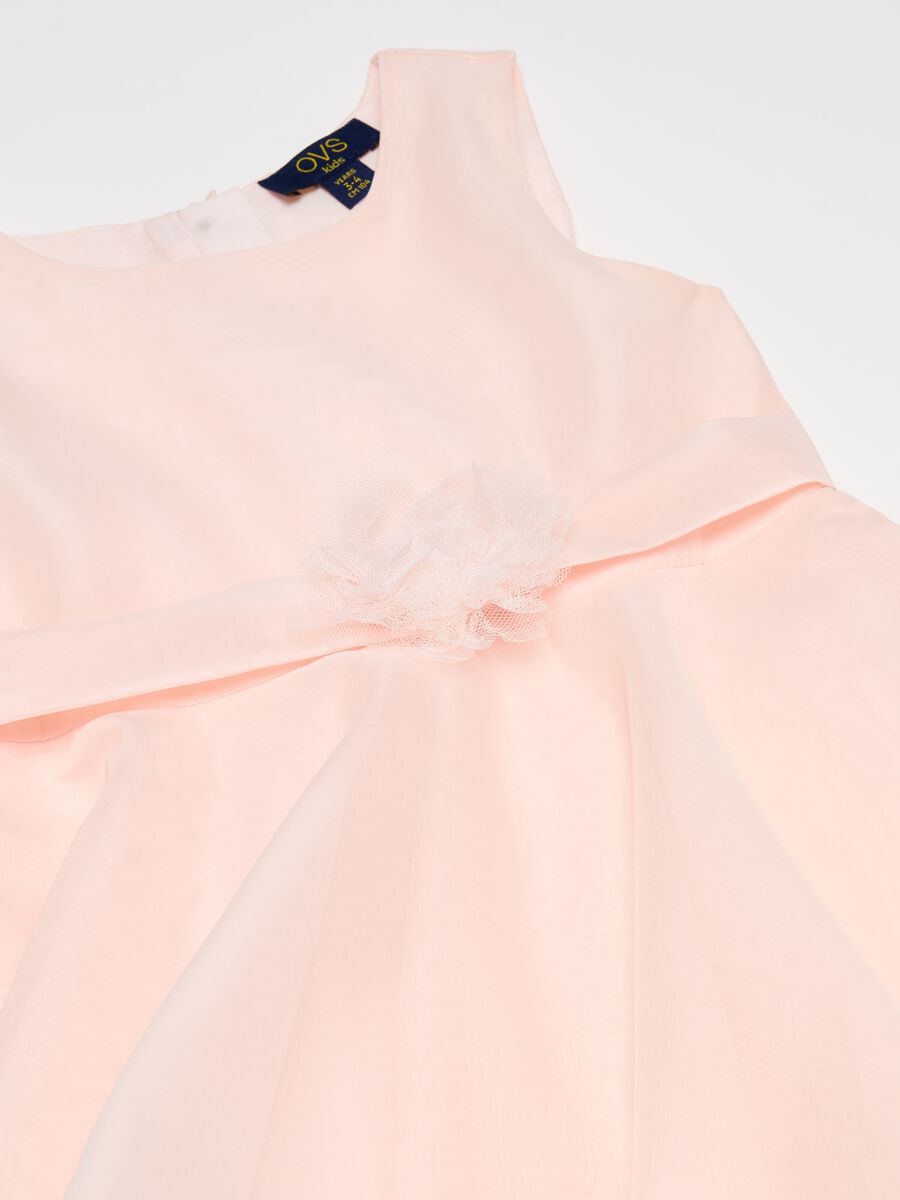 Tiered dress in organza with flower_2
