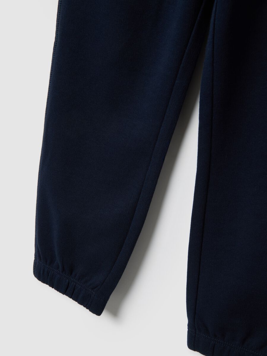 Kids' blue jogger trousers in pure cotton, regular fit with logo_3