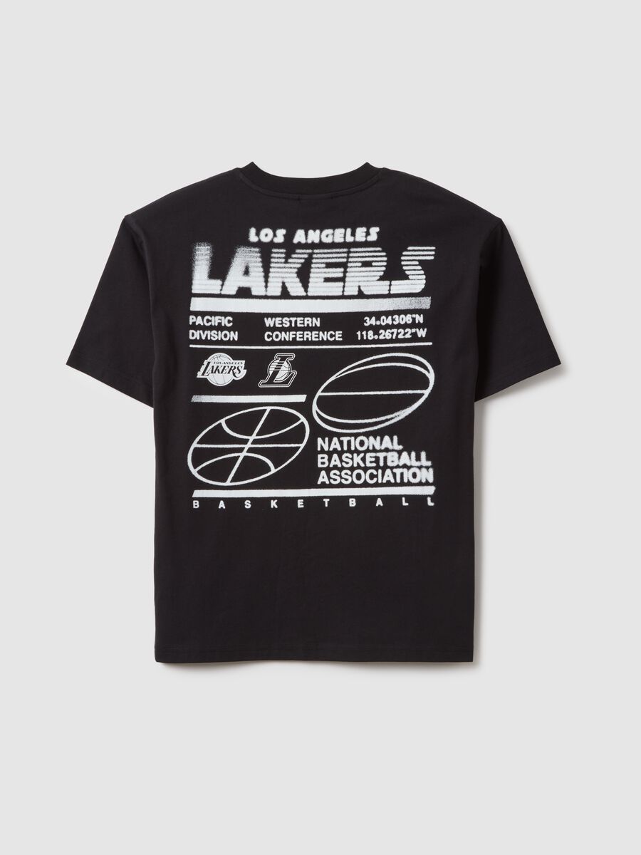 Children's black pure cotton T-shirt regular fit with Lakers logo_4