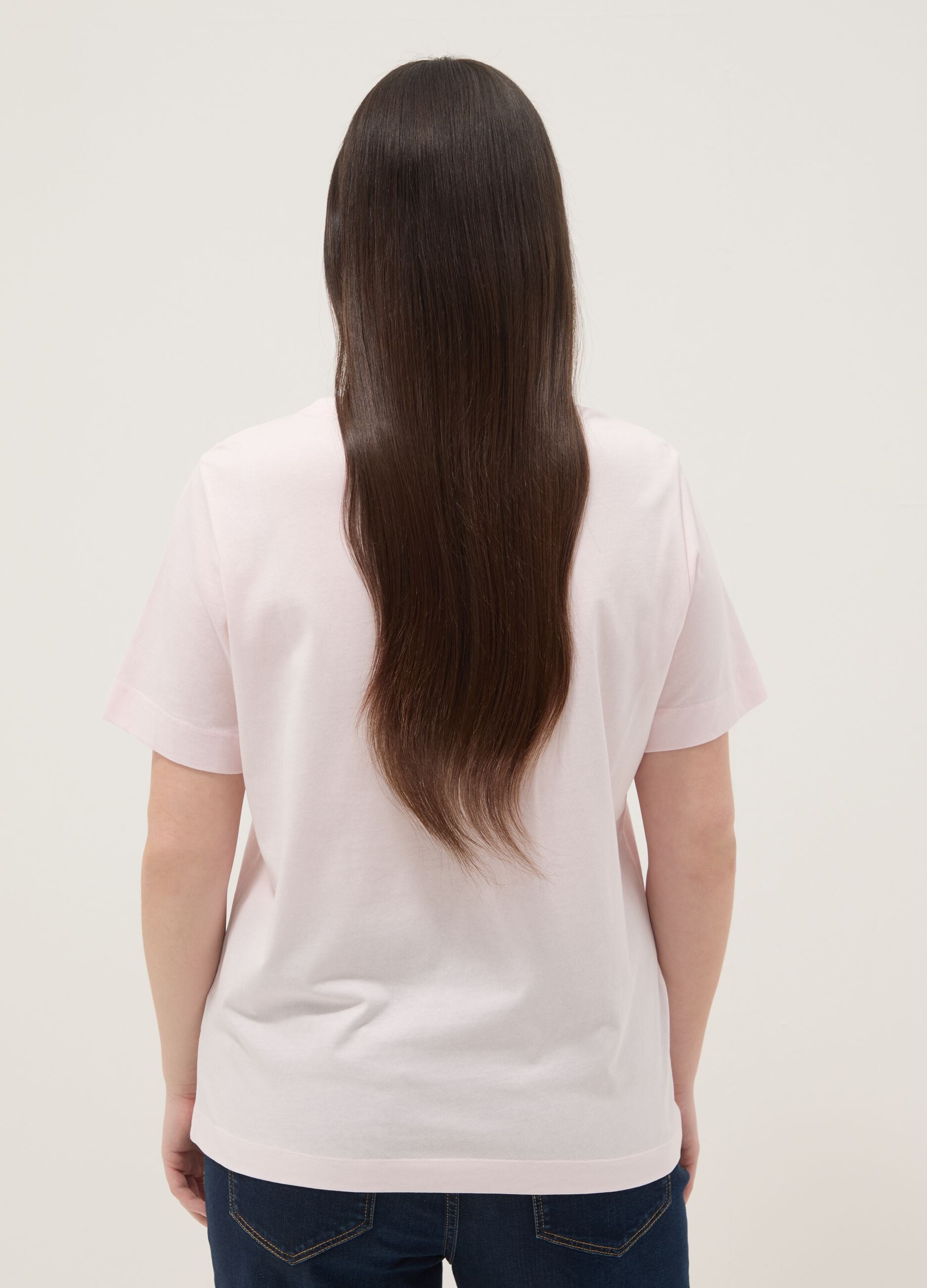 Pink short-sleeve pure cotton regular-fit printed T-shirt