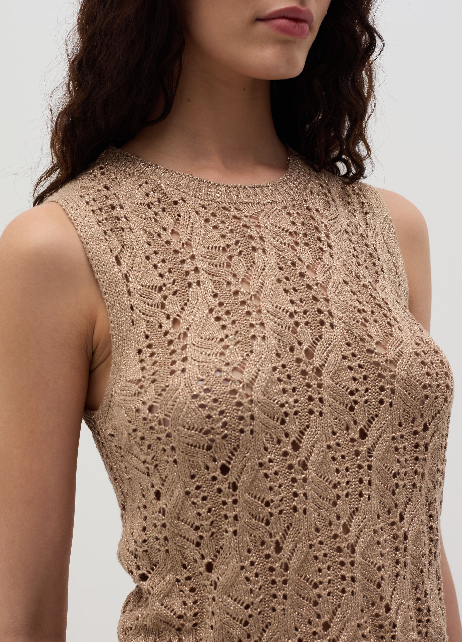 Lurex tank top with fringes