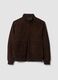 Brown genuine leather bomber jacket with zip_0