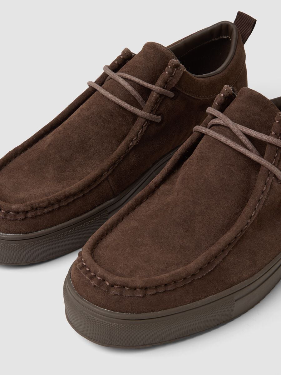 Scarpe classiche marroni in vera pelle con lacci_2