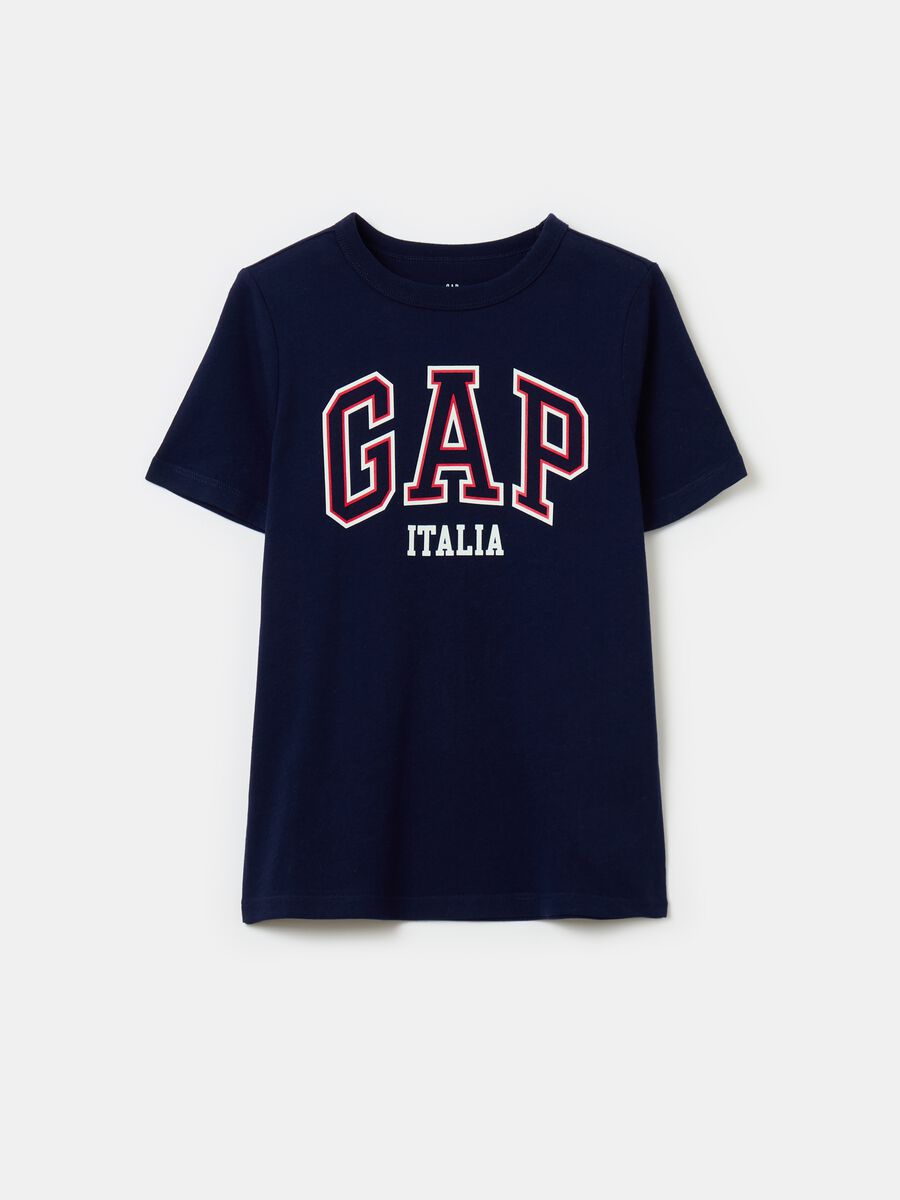 T-shirt in cotone con stampa logo_0