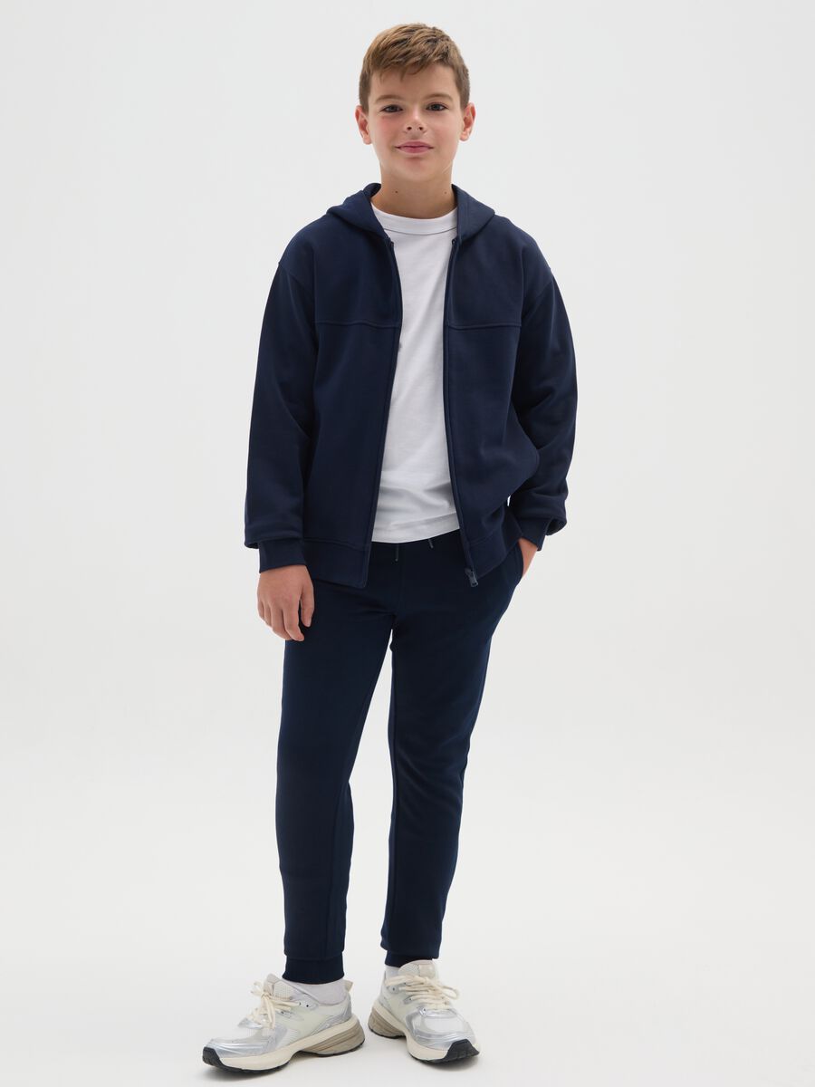 Pantaloni jogger da ragazzo in puro cotone blu regular fit_1