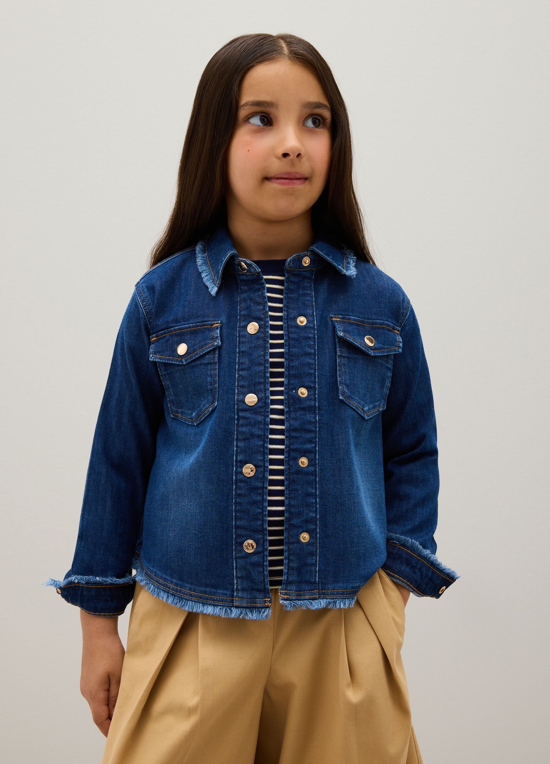 Girls' regular fit blue denim shirt