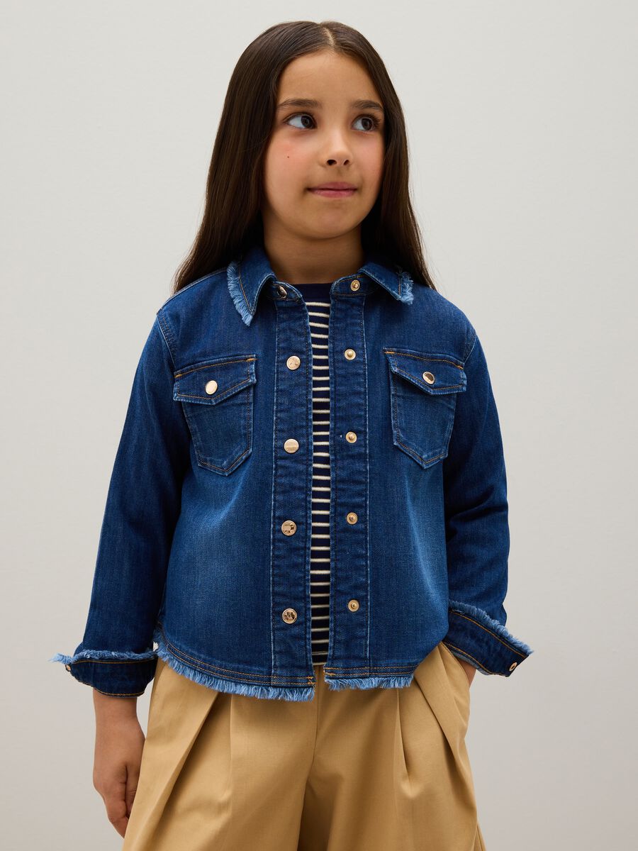 Camicia da bambina in denim blu regular fit_0