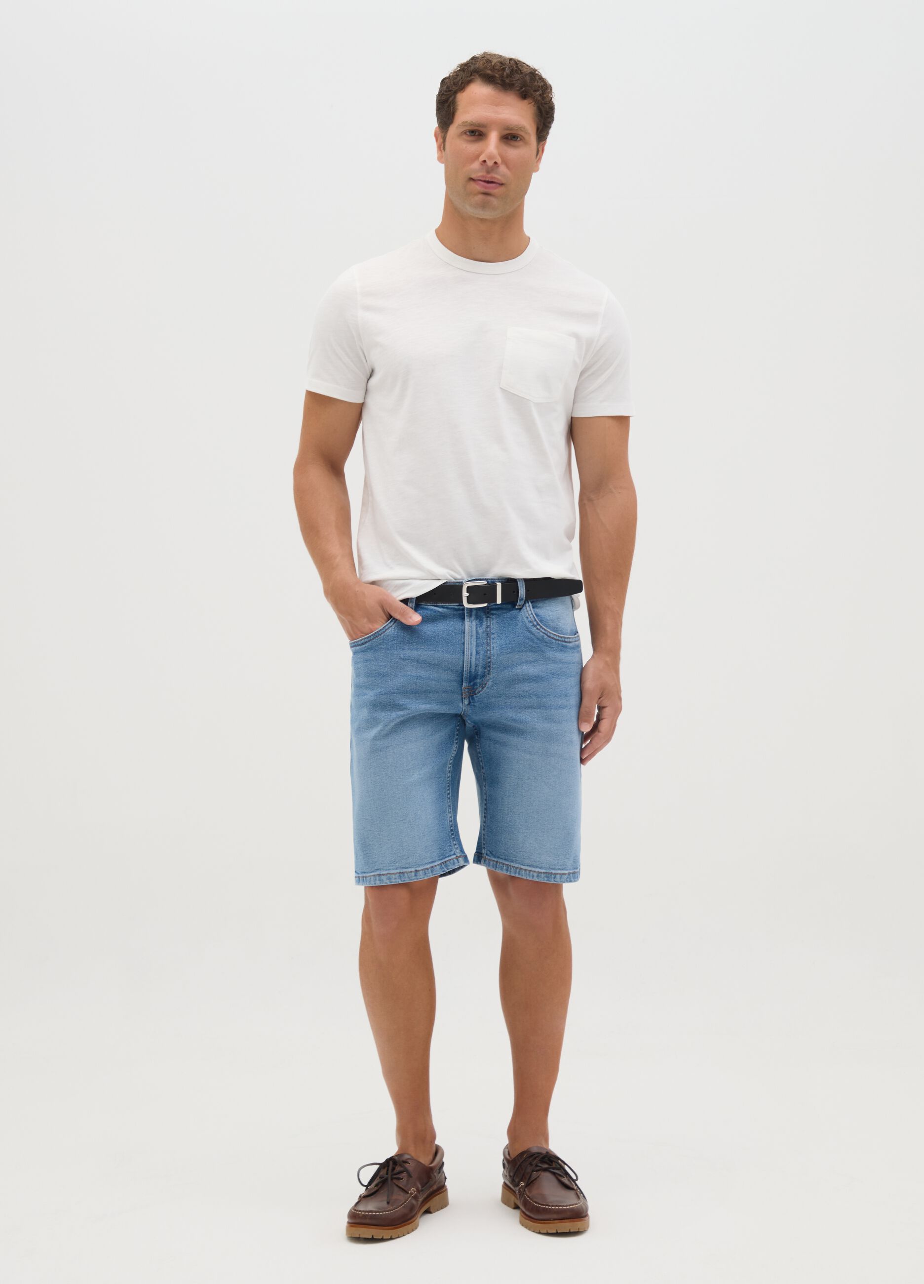 Men's Light Blue Slim Fit Denim Shorts