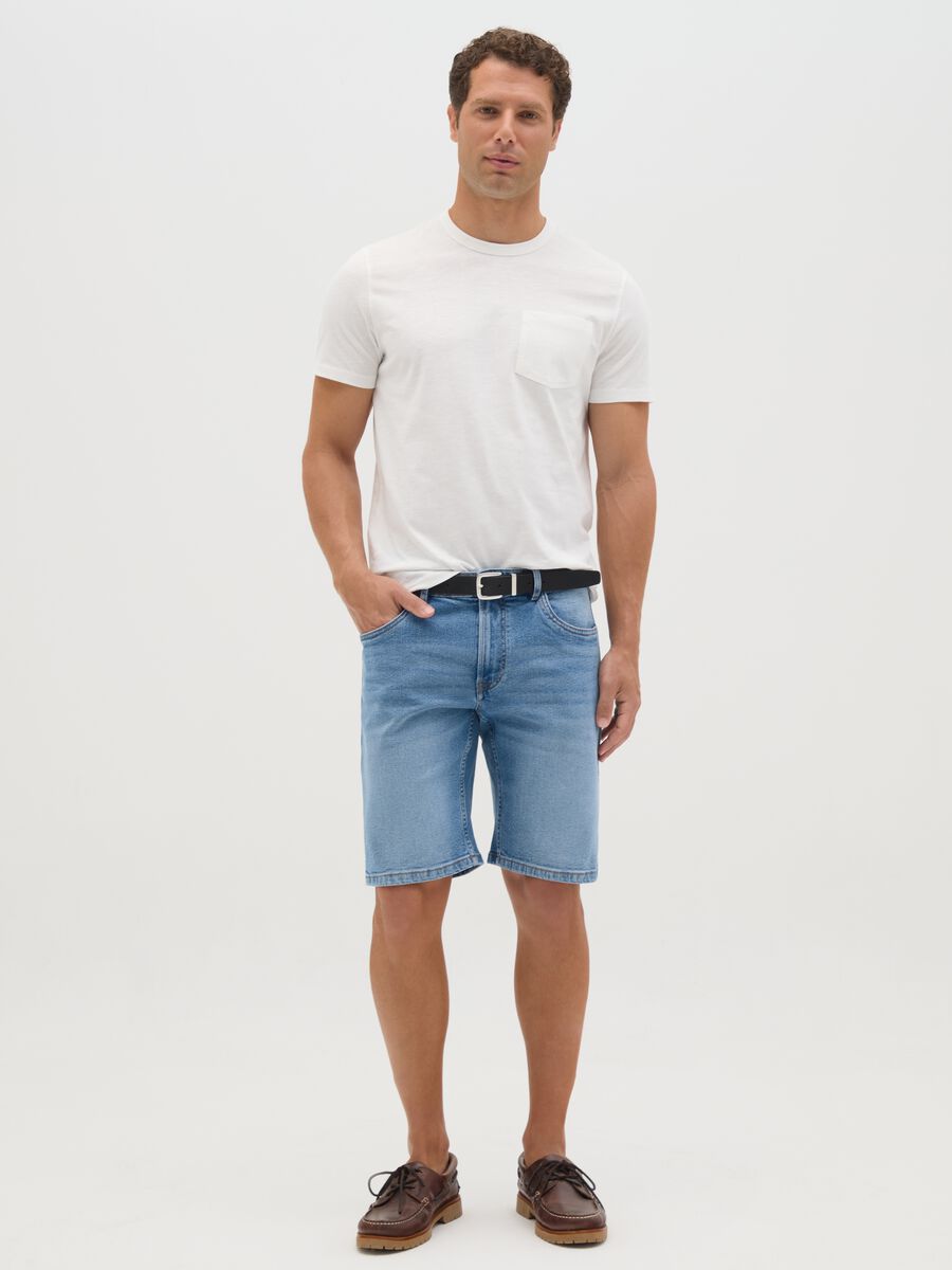 Men's Light Blue Slim Fit Denim Shorts_0