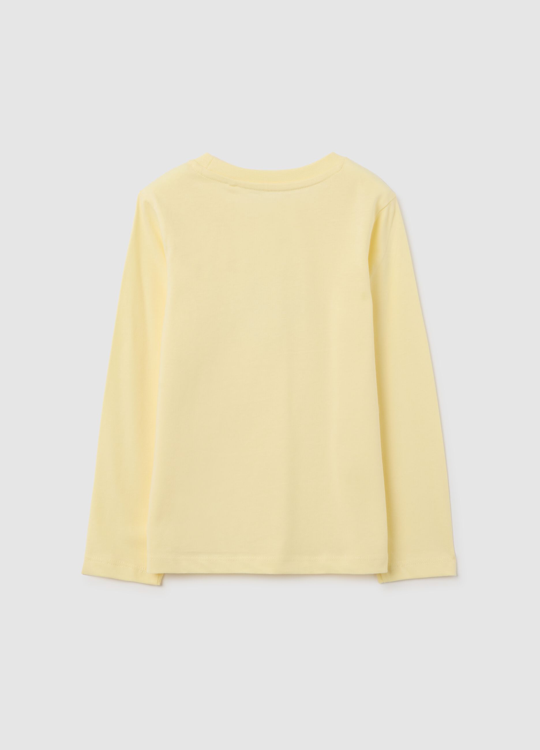 Girls' yellow pure cotton T-shirt with glitter