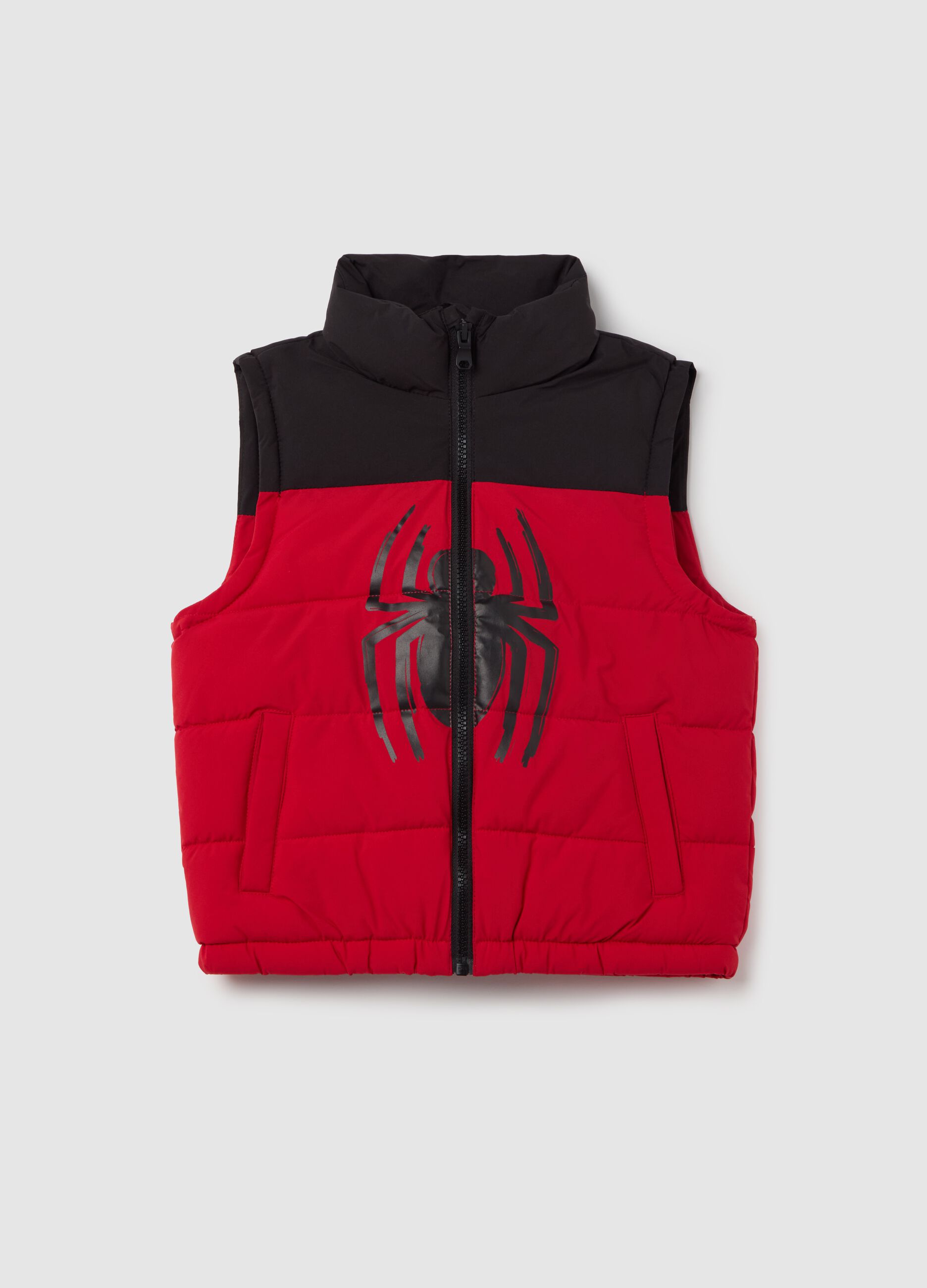 Two-tone gilet with Spider-Man print