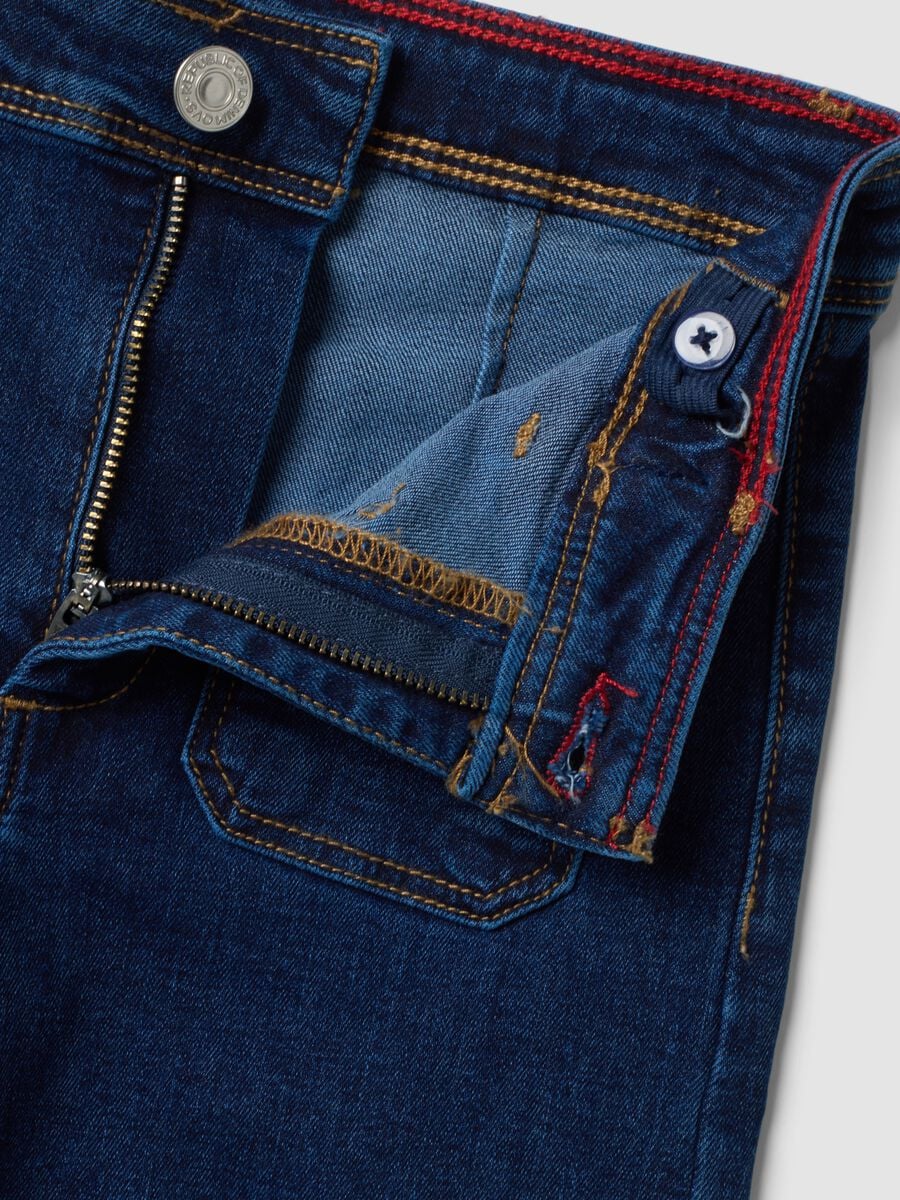 Jeans blu culotte in cotone elasticizzato per ragazza_1