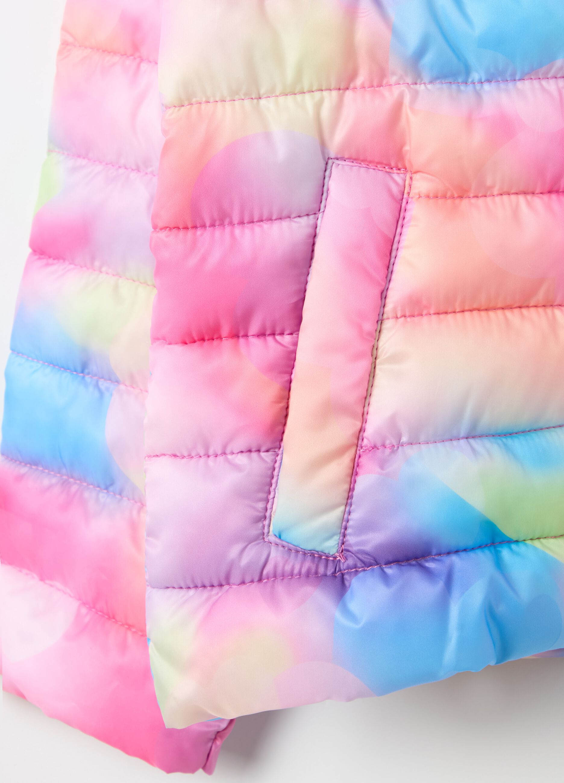 Ultralight down jacket in tie-dye pattern