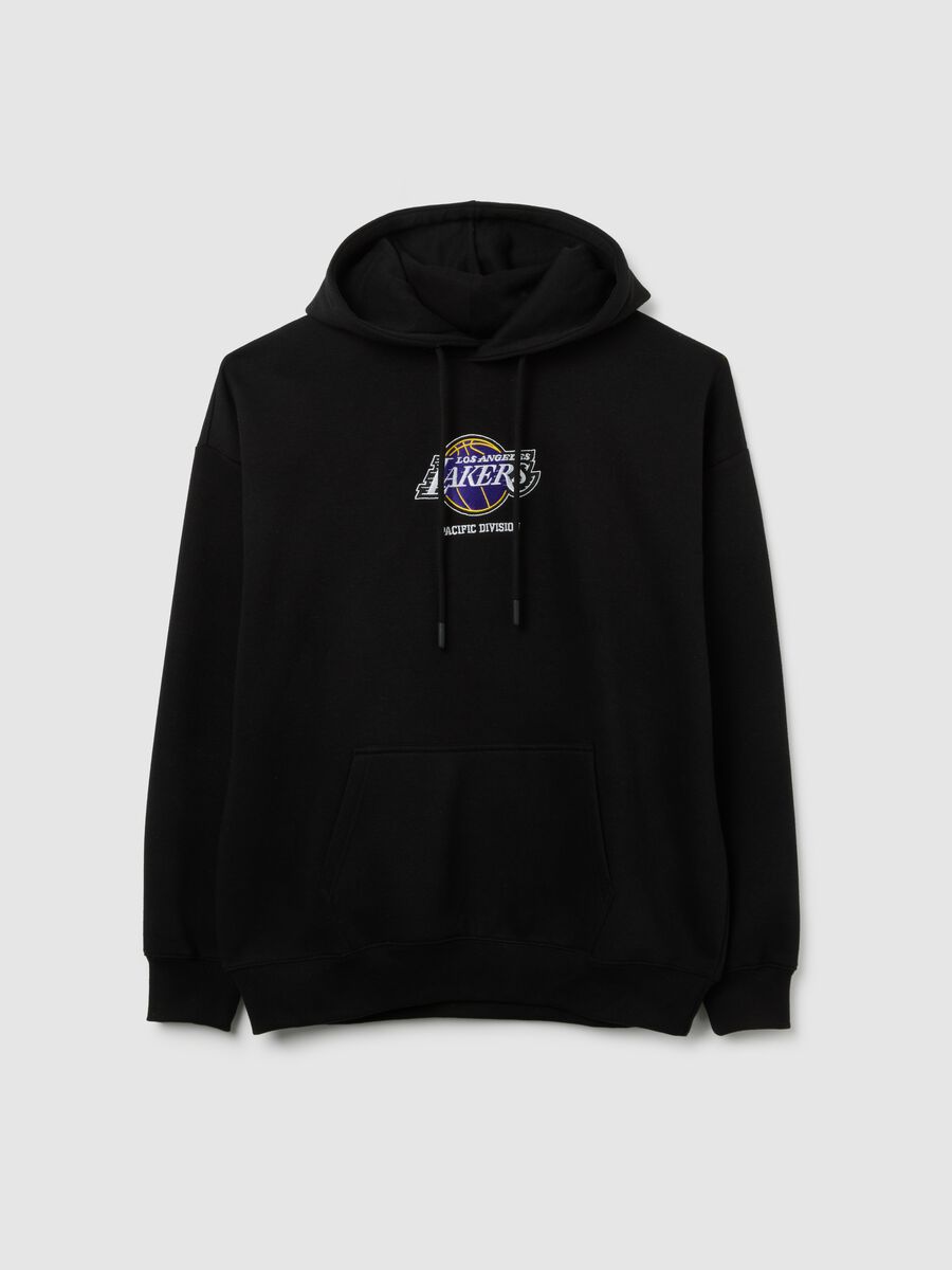 Black Hooded Sweatshirt with Los Angeles Lakers Logo_4