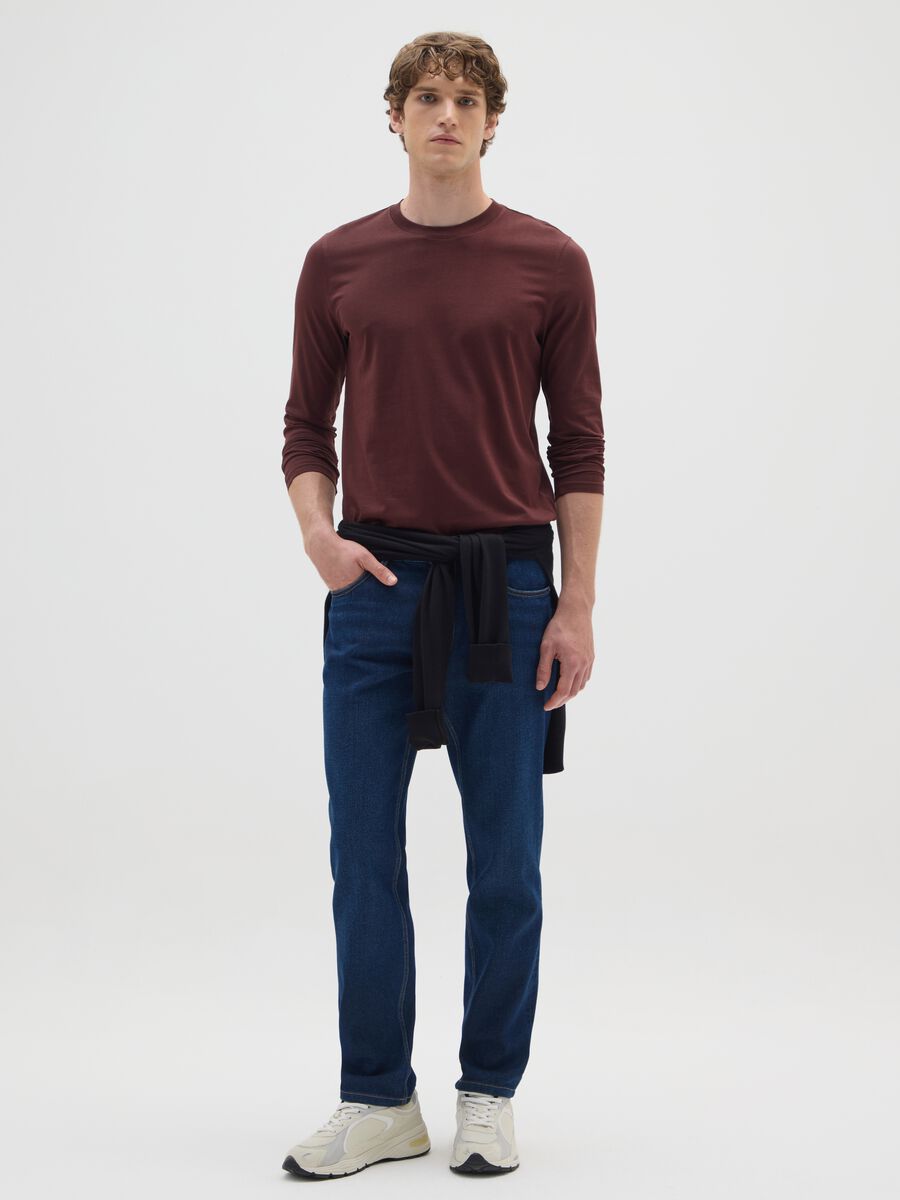Brown pure cotton sweater with regular fit_1