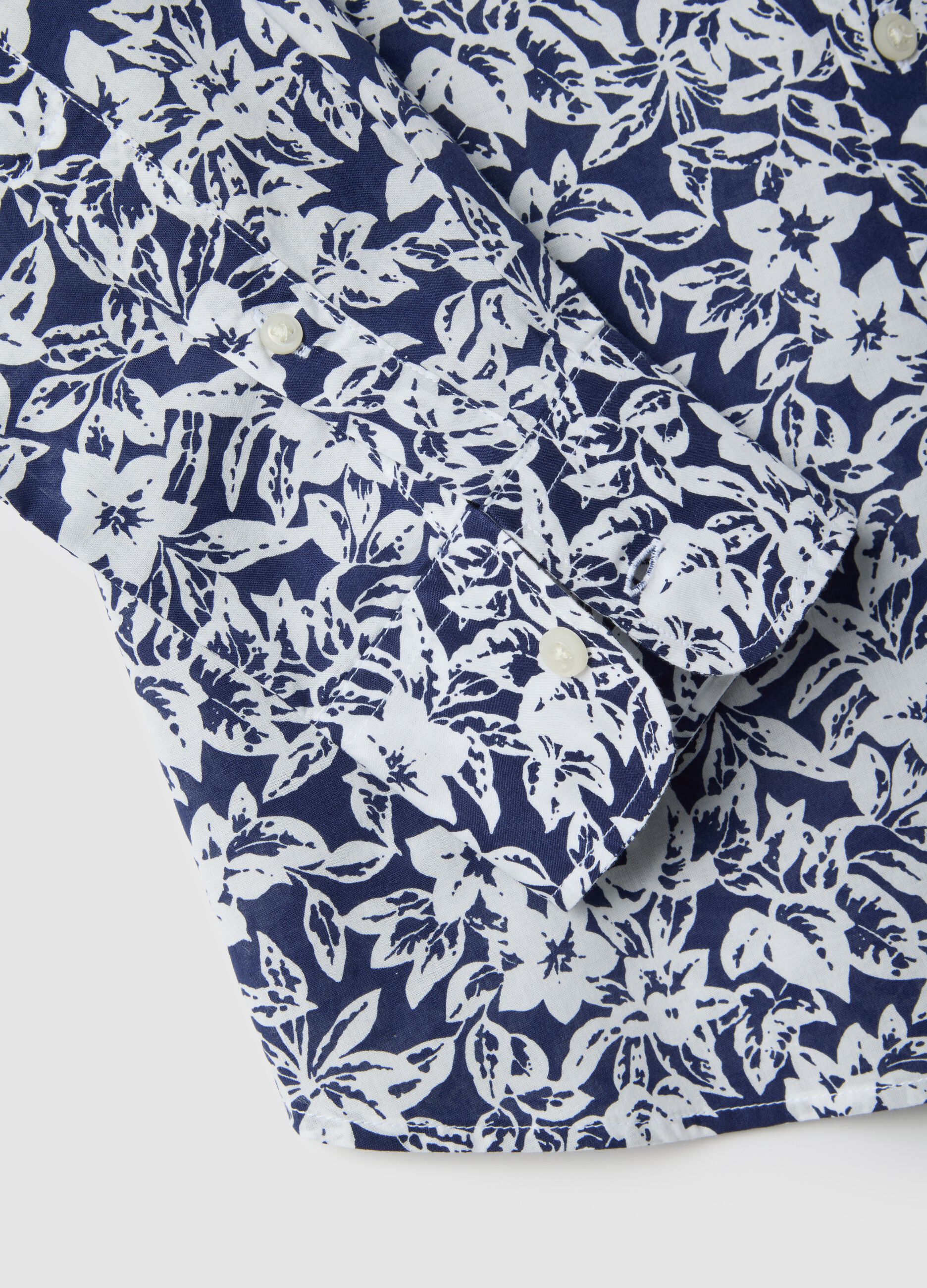 Multicolour pure cotton shirt with regular fit and floral pattern