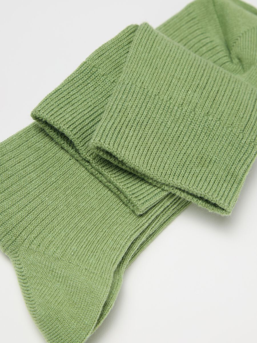 Green stretch ribbed midi socks_2